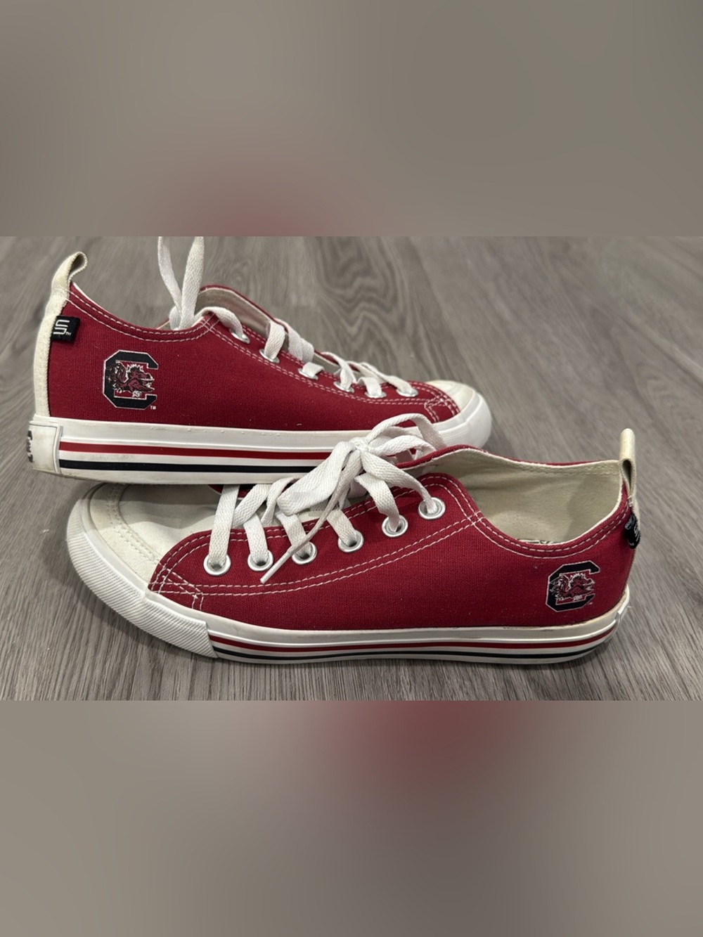 South Carolina Gamecocks Red Low-Top Canvas Sneakers with White Trim